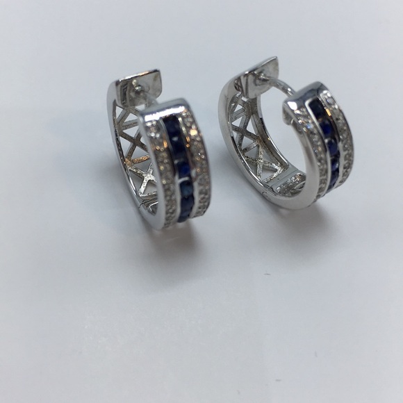 Ross-Simons Jewelry - ROSS-SIMONS SAPPHIRE & DIAMOND HOOP EARRINGS